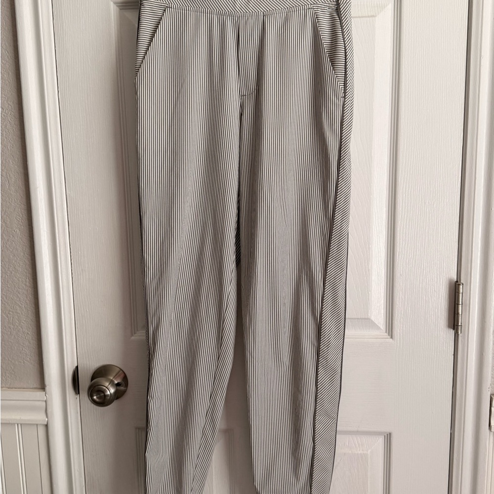 Athleta Gray and White Striped Jogger Pants